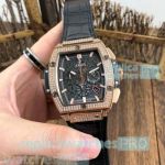 Hublot Big Bang Limited Editions Replica Watch - Rose Gold With Diamond Bezel Black Leather Strap